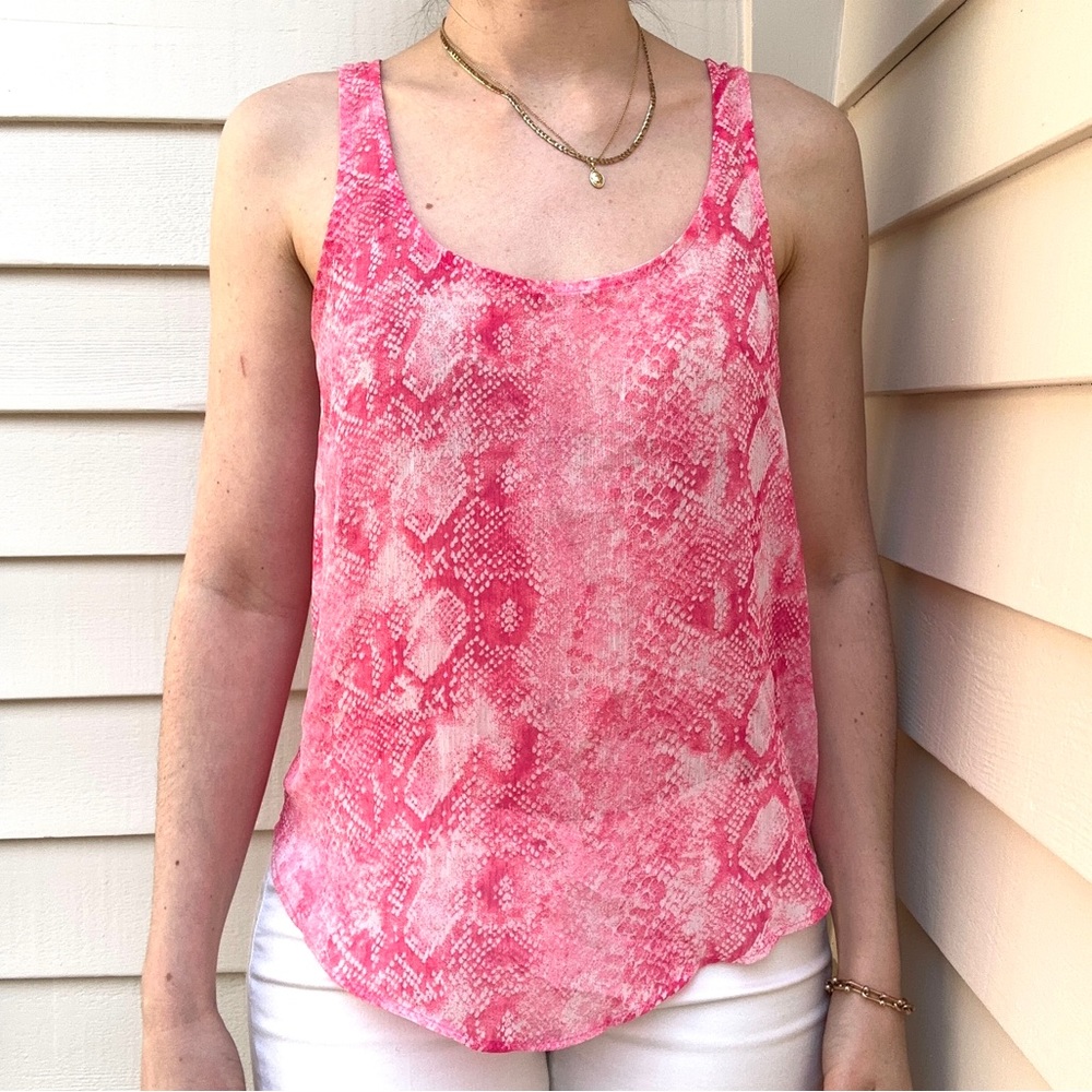 Hot pink Aqua sheer sleeveless snakeskin blouse